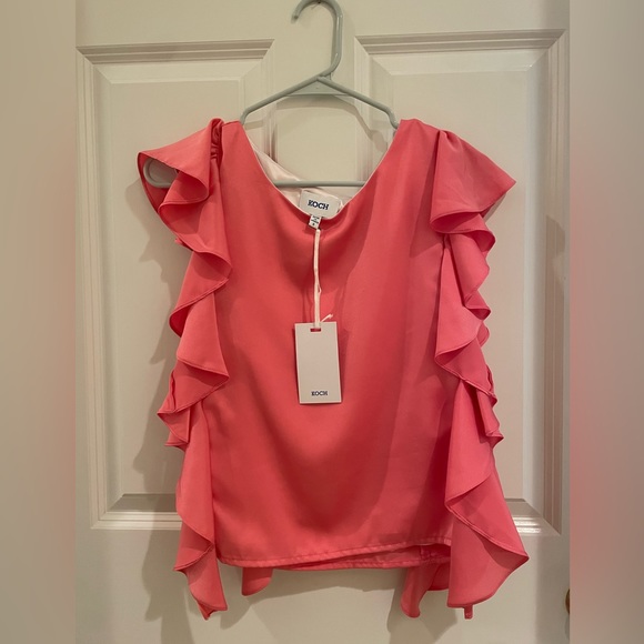 Koch NWT pink ruffle satin top. Size small. - Picture 3 of 3